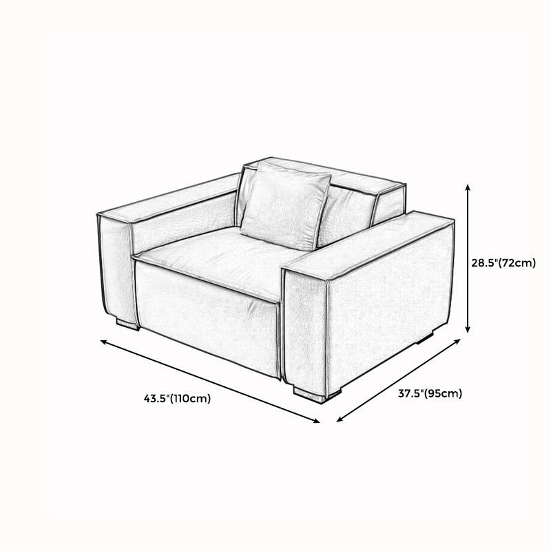 Modern Style Solid Wood Base Leather & Namib Black Rectangular Sofa