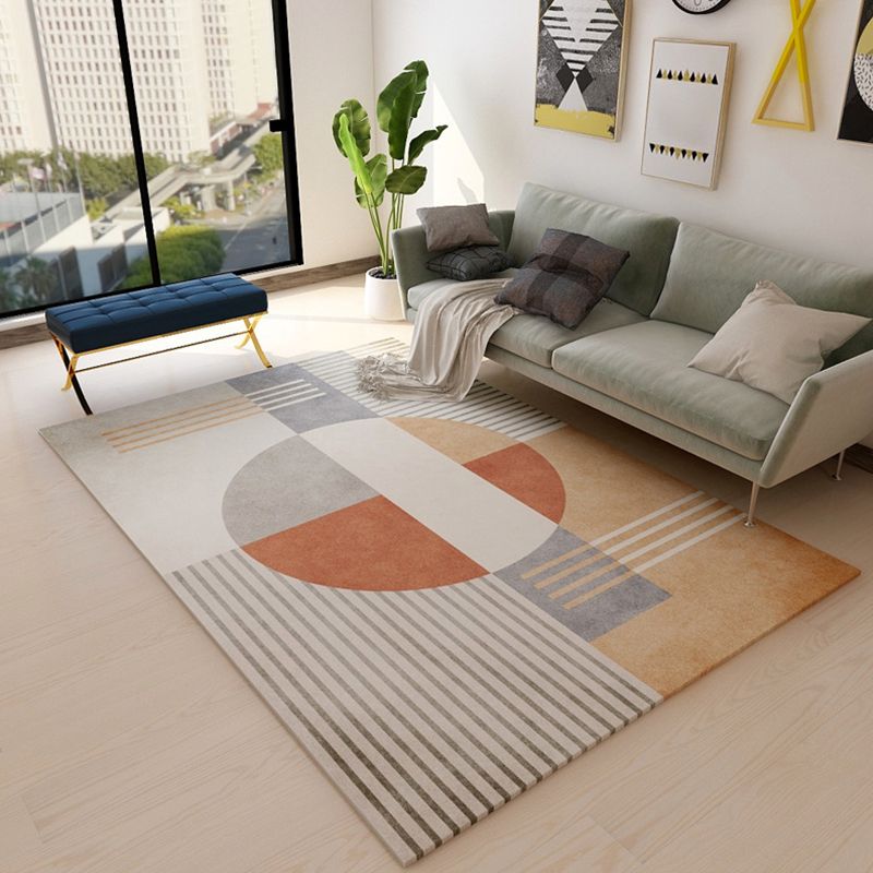 Casual Bedroom Rug Multi Color Geometric Print Rug Polyster Non-Slip Backing Stain-Resistant Carpet
