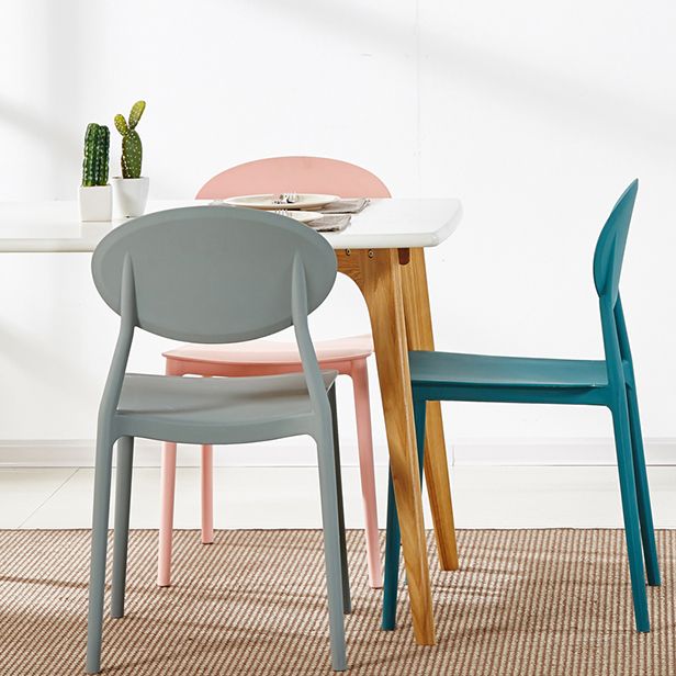 Plastic Stackable Dining Side Chair Open Back Armless Dining Chairs (Set of 4)