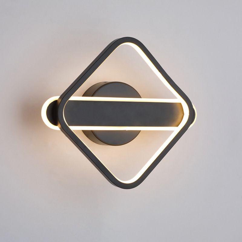 Square Aluminum Simplicity LED Wall Lamp 9.5" H Geometric Lines Acrylic Sconce Lighting Fixture for Bedroom