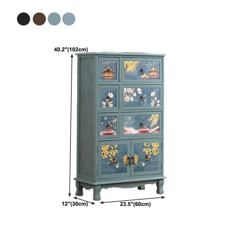 Traditional Style Combo Dresser Bedroom Solid Wood Storage Chest with Drawers and Doors