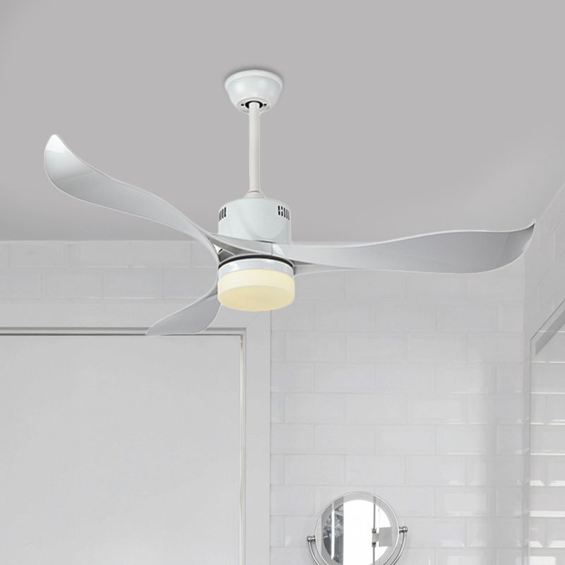Weiße kreisförmige Hängelüfter Licht zeitgenössisches Metall LED Wohnzimmer Semi Flush Mount Decke mit 3 Klingen, 52 "breit