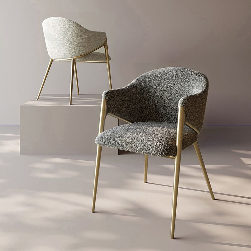 Metal Solid Back Arm Dining Chair Glam Chair for Dining Room