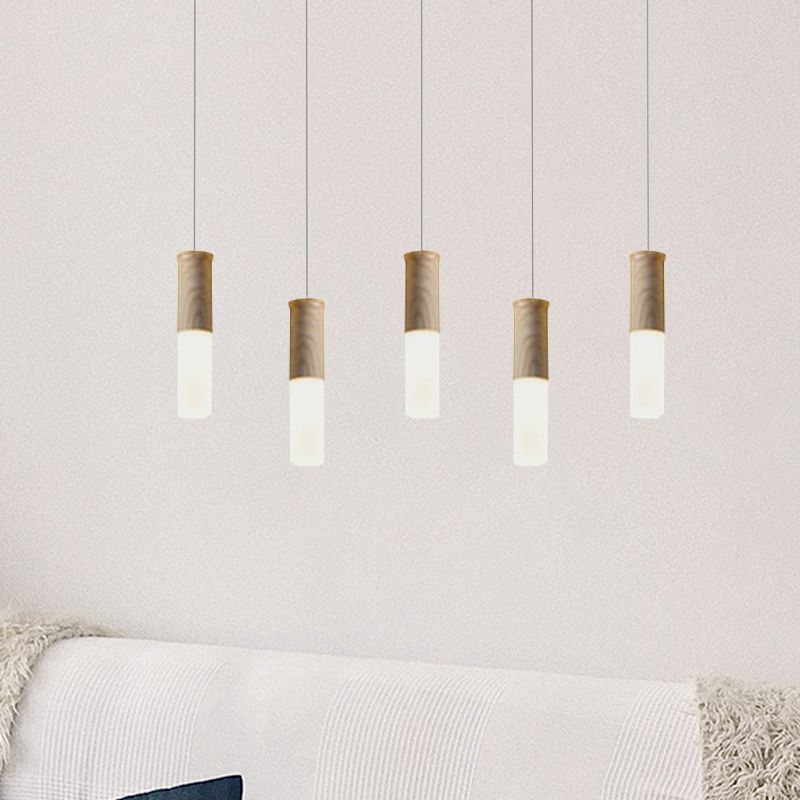 Röhrchen Holz LED Pendelleuchte zeitgenössische 1/5/7/9-köpfige Küchendecke Hängelampe mit Diffusor