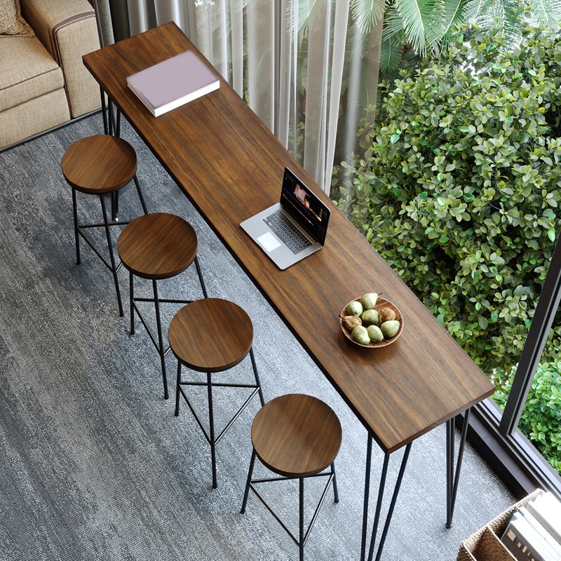 1/2/4/5 Pieces Industrial Rectangle Pub Table Set Wooden Counter Table with High Stools