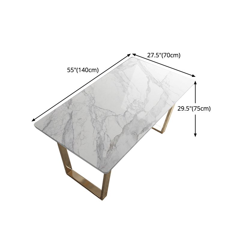 Rectangle White Dining Table Traditional Luxury Dining Table with Gold Frame