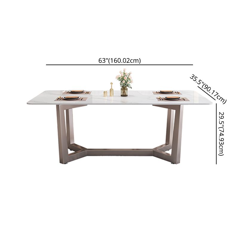 Standard Marble Top Dining Set with Metallic Legs Base for Dining Furniture