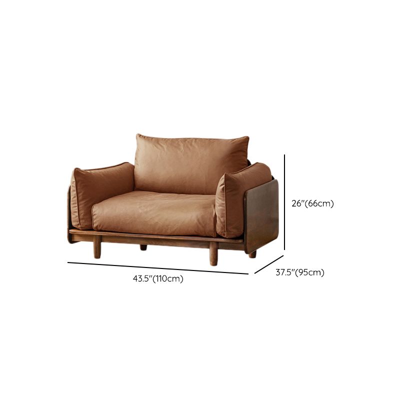 Standard Solid Wood Square Arm Sofa with Cushions Back for Living Room