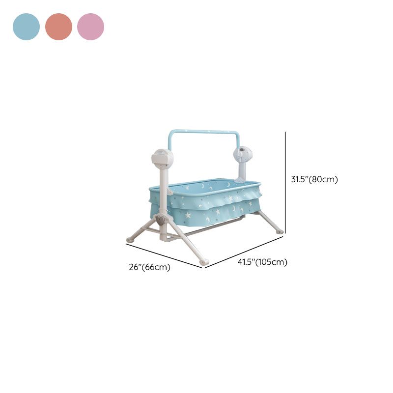 Contemporary Square Bassinet Metal Cradle with Stand for Newborn