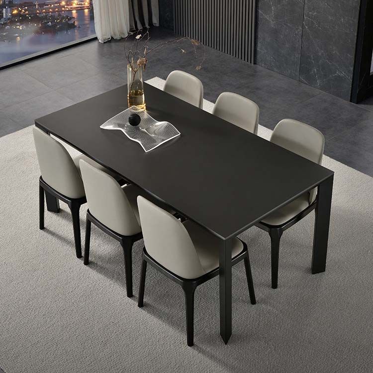 Industrial Dining Sintered Stone Table Dining Rectangle Table with Metal Legs for Home