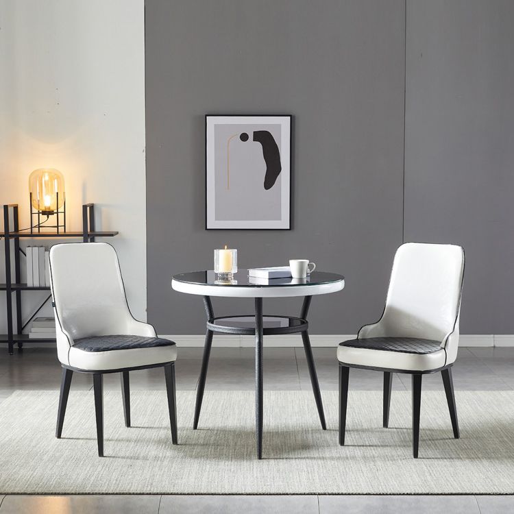 Modern Round Glass Desktop Storable Dining Table for Dining Room
