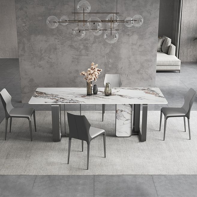Nordic Sintered Stone Top Dining Set Rectangle 1/3/4/5/6/9 Pieces Dining Room Table Set