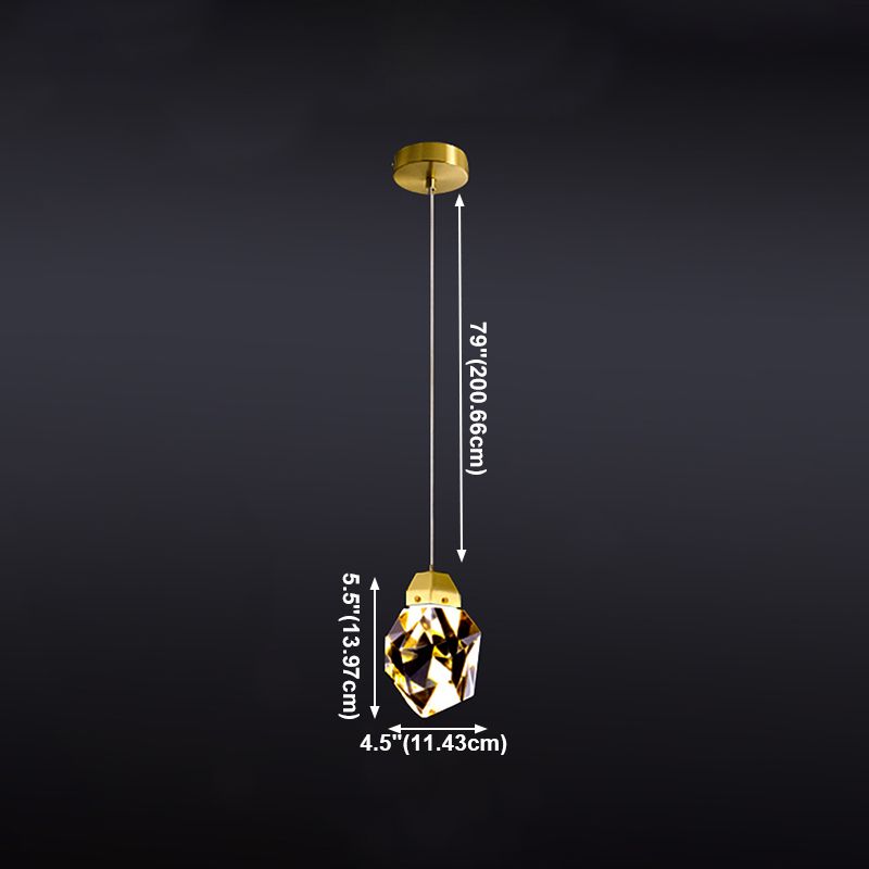 Koper geometrische kristal hanger licht Noordse moderne down verlichting voor slaapkamer