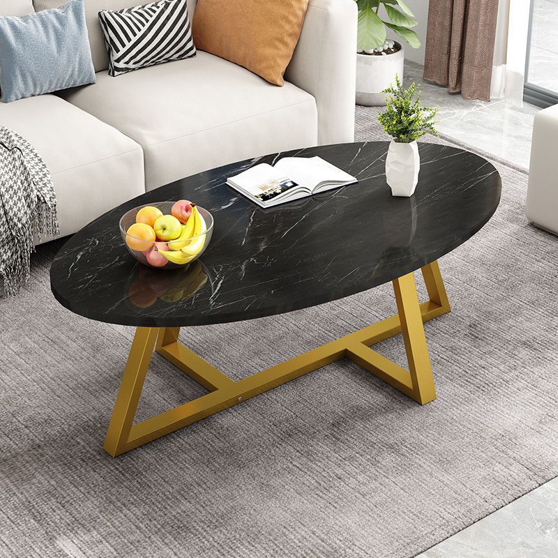 Glass Open Shelf Cocktail Table Oval Minimalist Modern Coffee Table