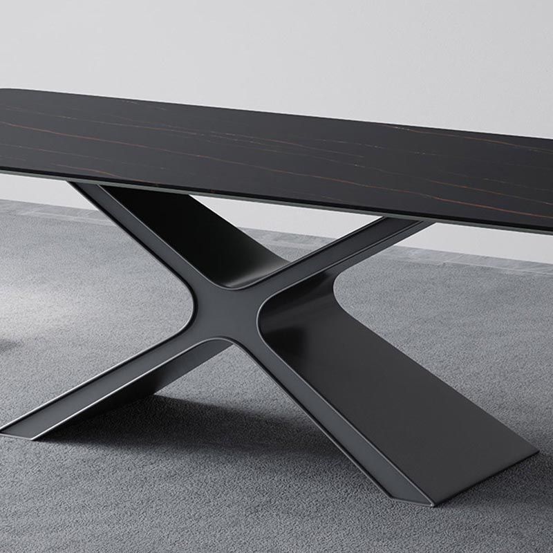 Stone Top Table Traditional Luxury Rectangle Dining Table with Pedestal Base