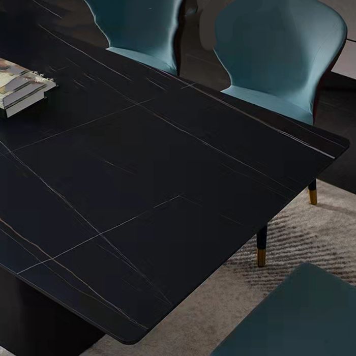 Modern Dining Set 1/4/5/7 Pcs Black Rectangle Dining Table with Upholstered Chairs