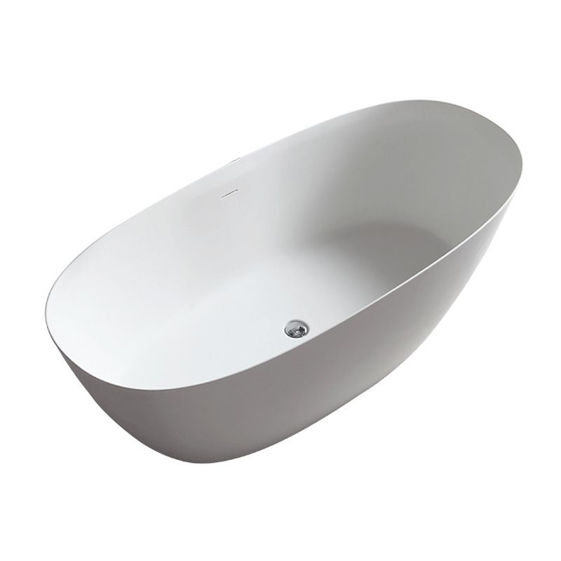 Contemporary White Bath Tub with Overflow Trim Oval Soaking Tub for Home