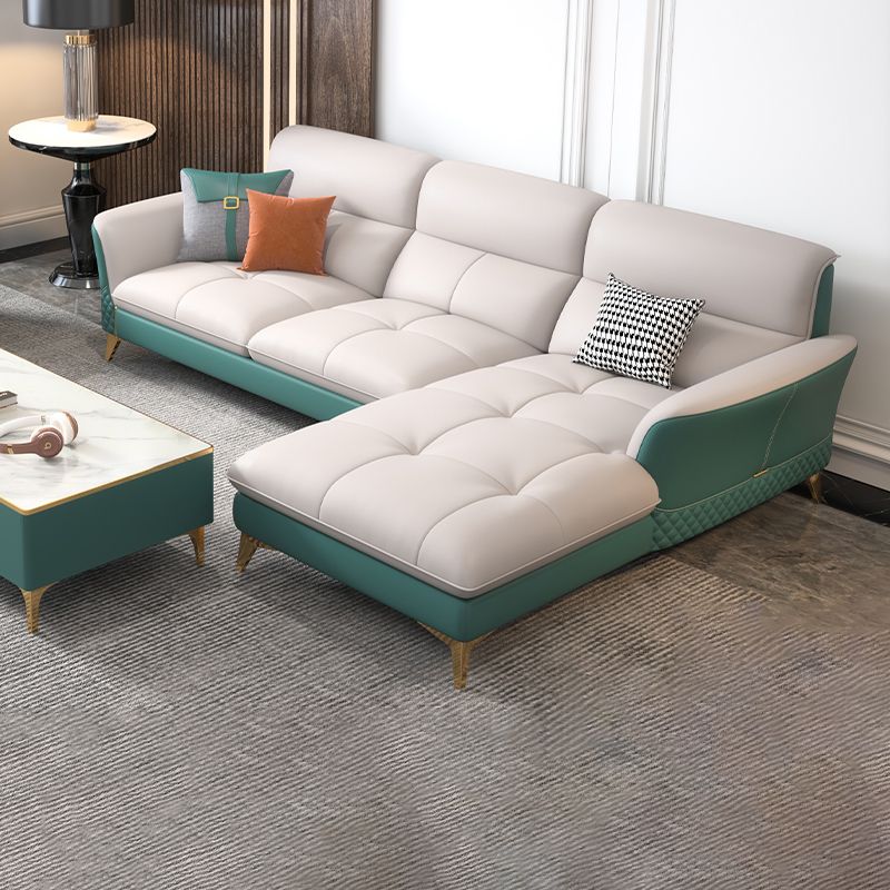 34.64 " H Genuine Leather Flared Arm Sofa & Chaise for Living Room