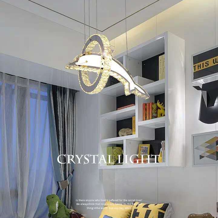 Luz de la isla LED de cristal plateado en moderna luz colgante de acero inoxidable de estilo de lujo para dormitorio