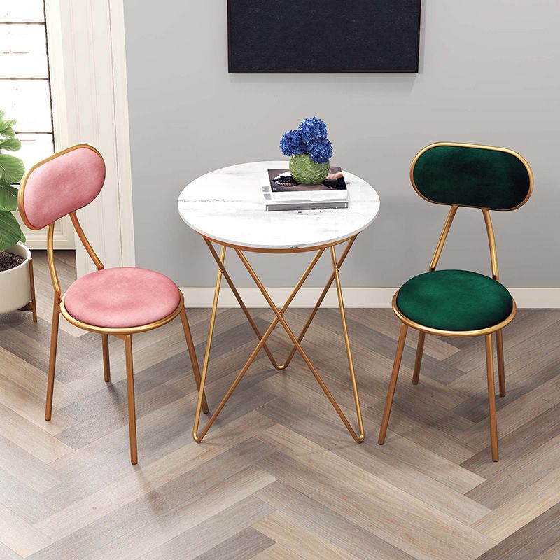 Nordic Low Back Bar-stool Round Seat Counter Bar Stool with Metal Legs