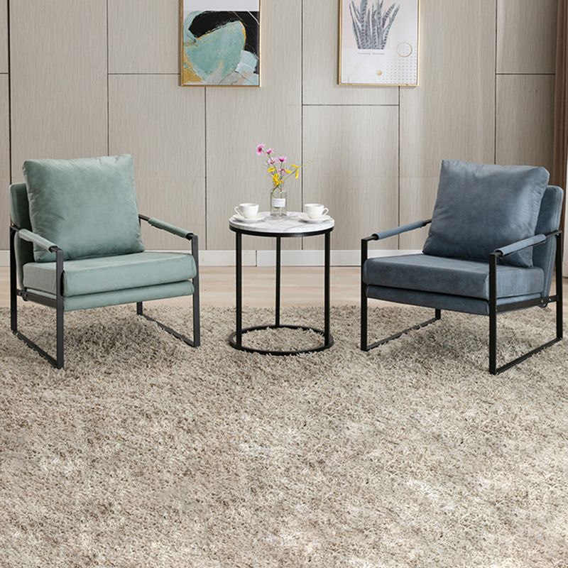 Industrial 27.6"Wide Faux Leather Pillow Back Square Arm Lounge Chair