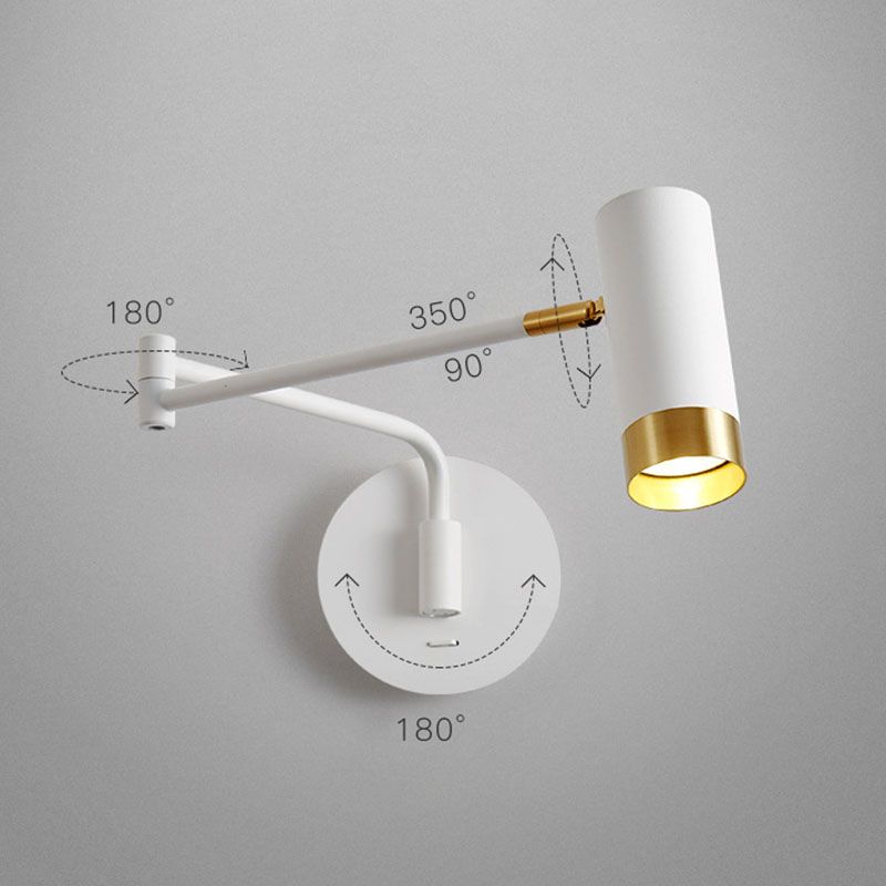 Aluminum Minimalism Wall Light Sconces Swing Arm Wall Mounted Light for Bedroom