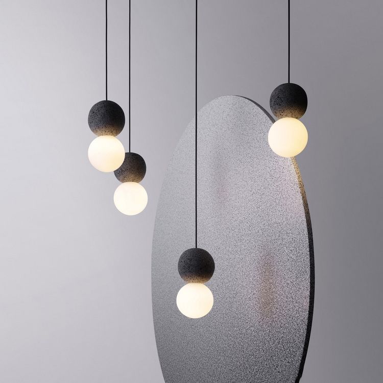 Cement Modern Nordic Pendant Light 1-Light Grey Hanging Ceiling Light for Bar