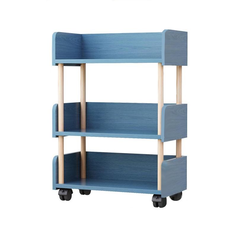 3-Shelf Manufactured Wood Etagere Bookshelf with Caster Wheels