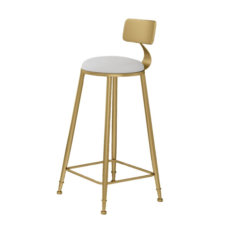 Glam Round Counter-height Stool Leather Footrest Bar Stool with Gold Base