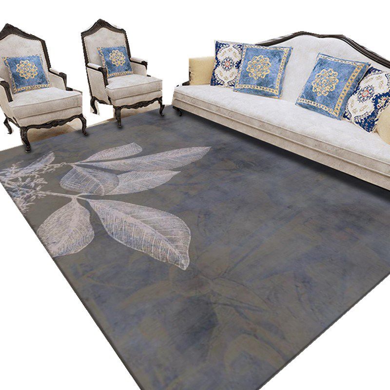 Modern Plant Printed Rug Multi Colored Cotton Blend Area Carpet Pet Friendly Easy Care Indoor Rug for Living Room