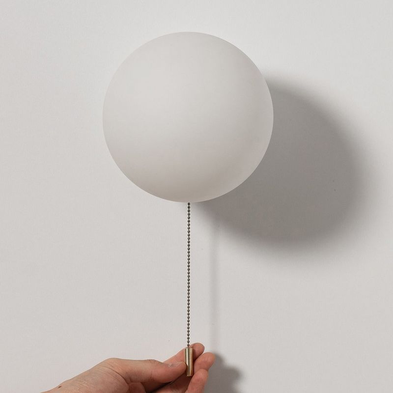 Global Shape Wall Light Modern Style Glass 1 Light Wall Lamp in White