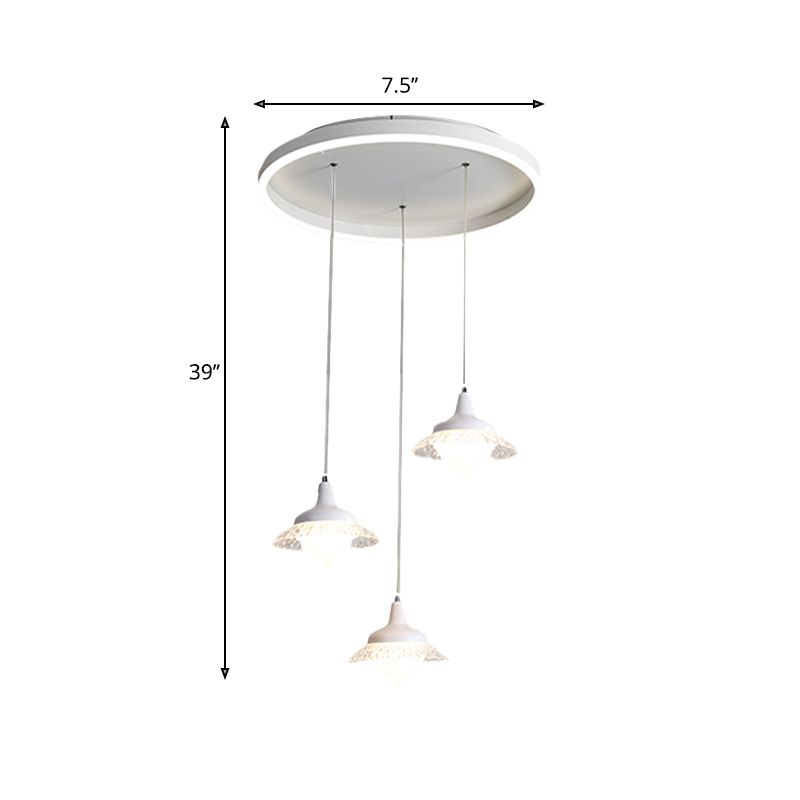 White Urn Shape Multi-Pendant Modernism 3 Lights Acrylic LED Ceiling Hang Fixture, White/Warm Light