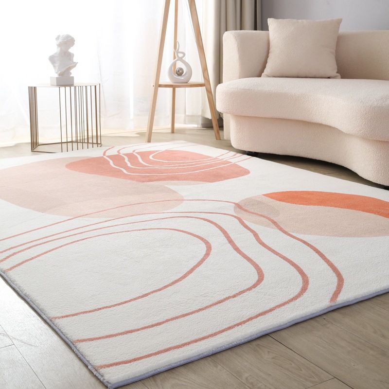 Nordic Color Lump Rug Polyester White Area Rug Stain Resistant Rug for Living Room