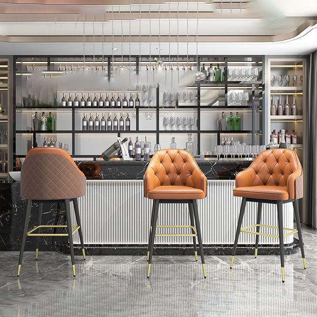 Glam Leather Bar Stool Backrest Counter Stool for Bristol with Metal Legs