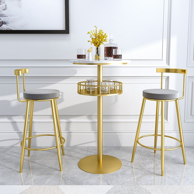 Marble Bar Table Set 1/2/3 Pieces Glam Matte Finish Bar Stool and Table Set