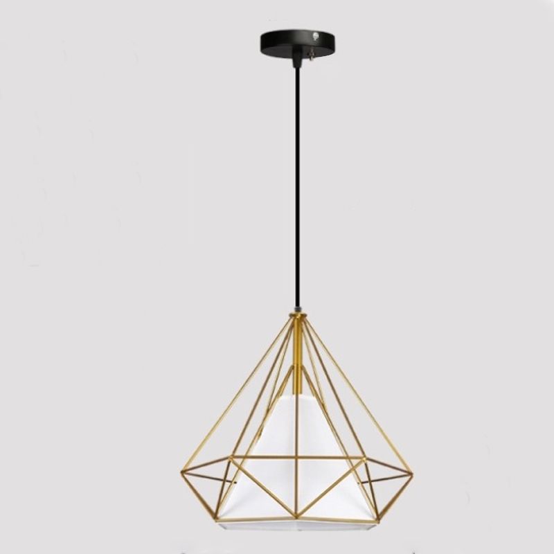 Tissu 1-Light suspendu luminaires avec une teinte à la cage, lumière de style simple nordique