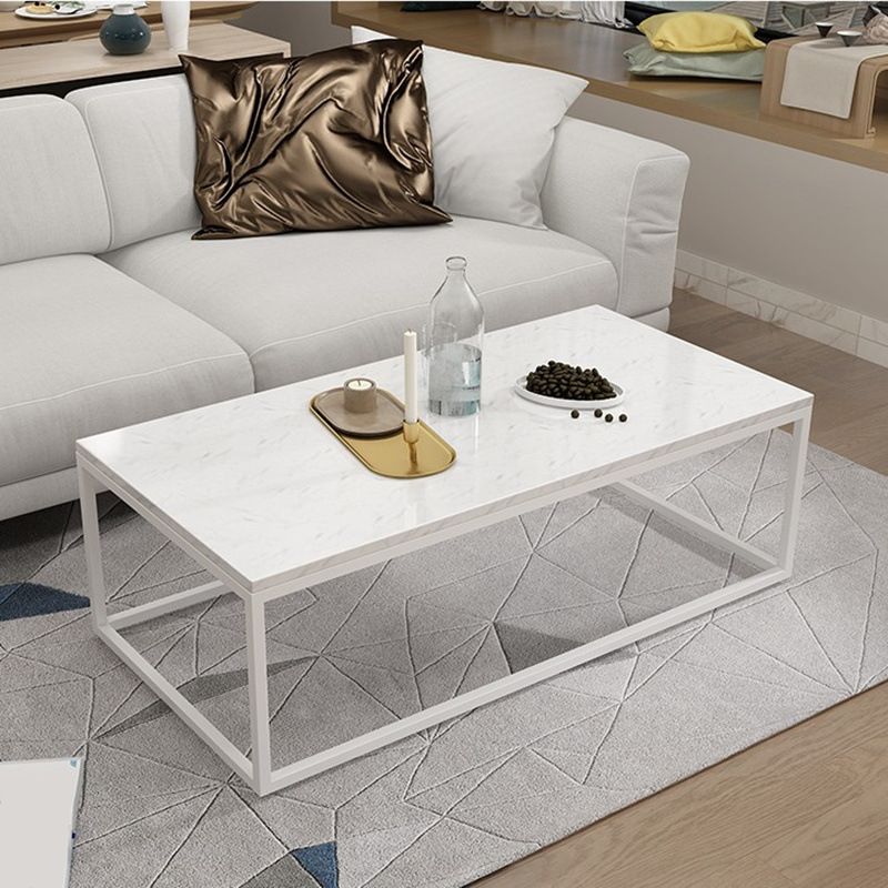 Stone Rectangular Coffee Table and Frame Coffee Table Glam Style