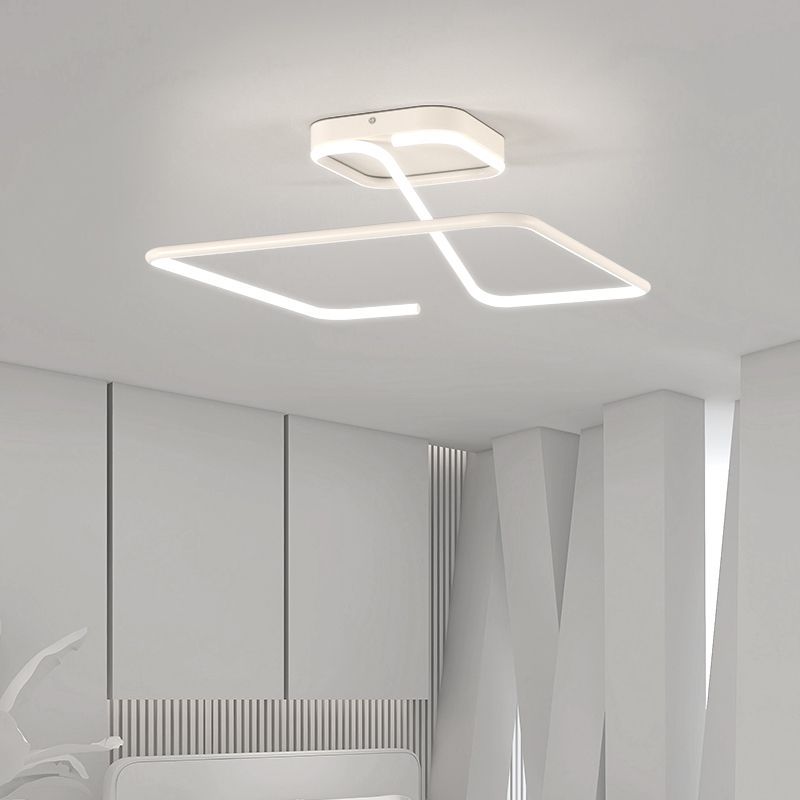 Line Shape LED Ceiling Lamp Modern Iron 1 Light Flush Mount for Study Bedroom