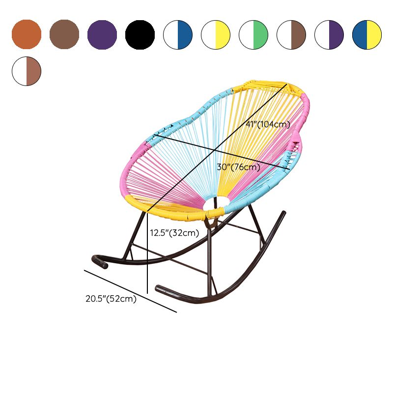 Modern Rocking Chair Wicker Woven Rope Weather-Resistant Rocker