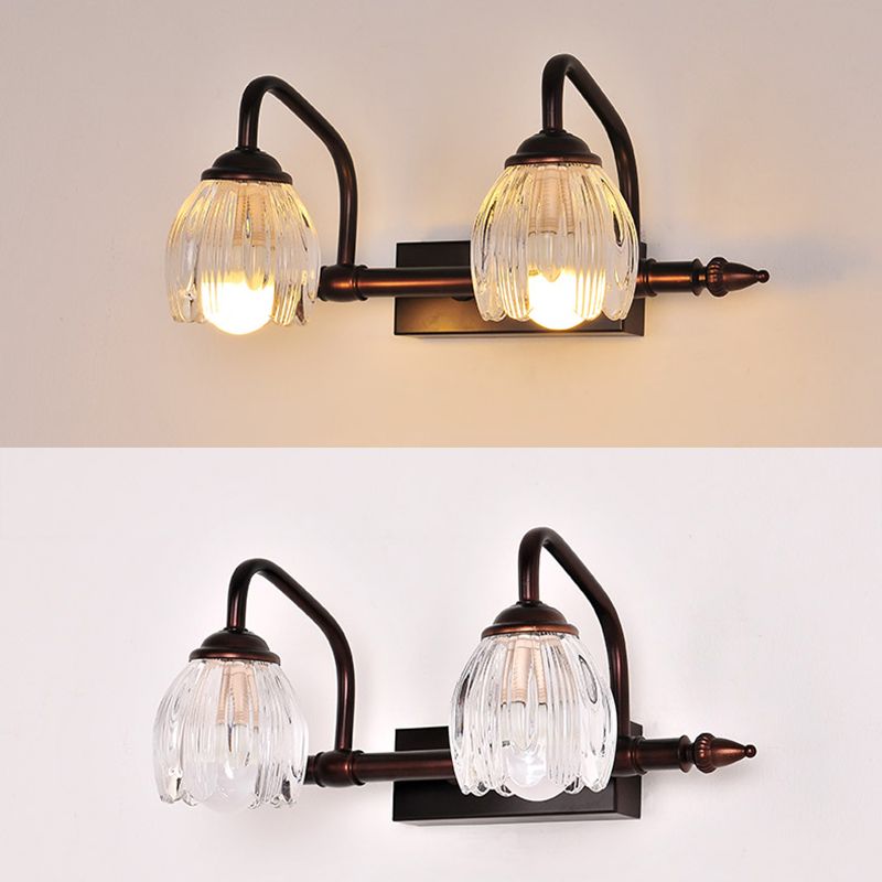 Kupferblume Waschtisch Wand Licht rustikal klares Glas Badezimmer Wandleuchte Leuchte
