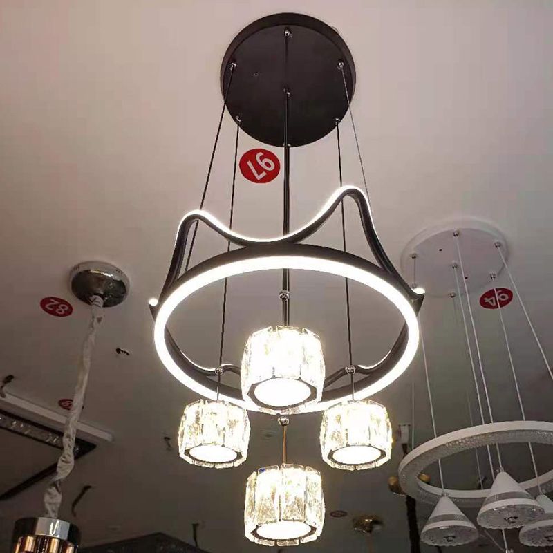 Ultra-moderner Einfachheit Ring Hanging Deckenleuchte Kristall Suspension Anhänger Licht für das Restaurant