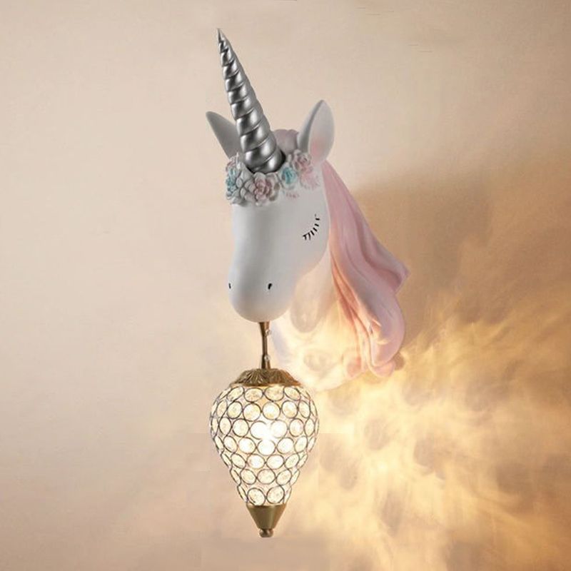 Applexion murale en forme de licorne en forme de luminaire mural en verre