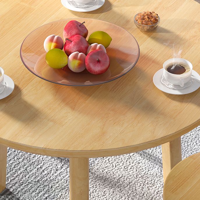 Modern Style Dining Table Round Rubberwood Dining Table for Home Use