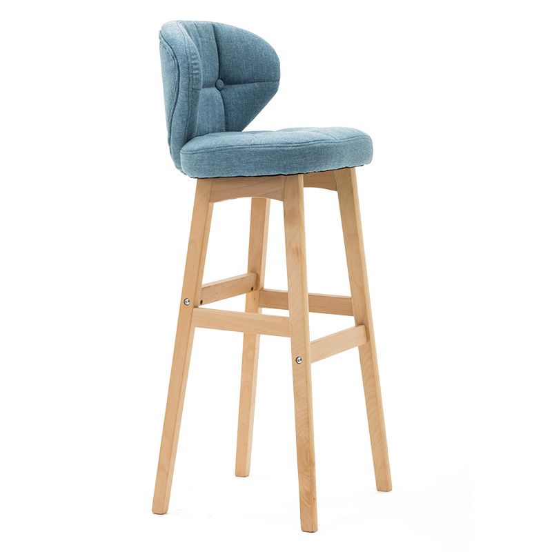 Taburete de bar de estilo escandinavo con respaldo bajo y patas de madera para restaurante y bar