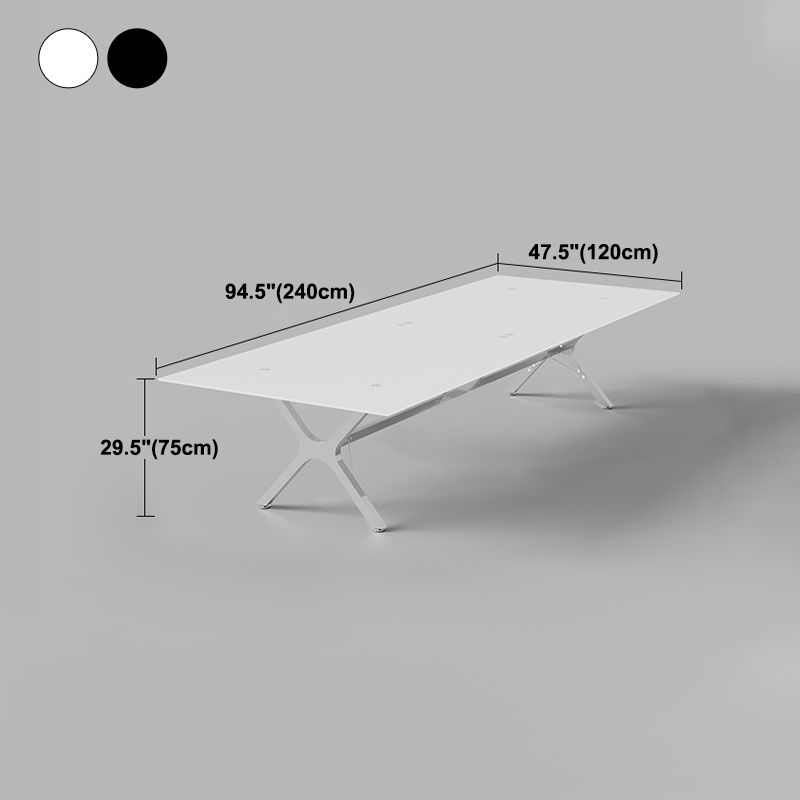 Steel Contemporary Rectangular Dining Table Glass Top Dining Table for Dining Room