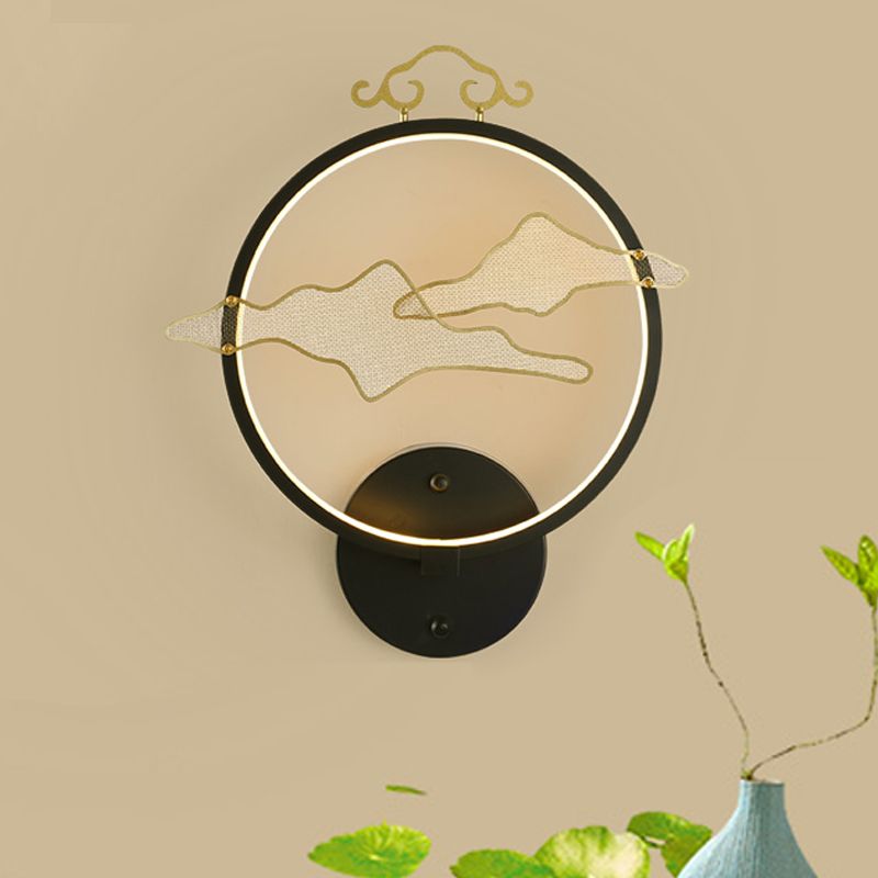 Minimalistic Cloud Aluminum Wall Lamp Integrated LED Wall Mural Light Fixture in Black for Living Room
