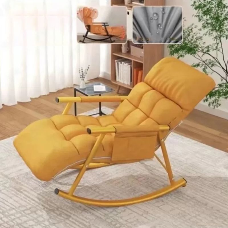 Creative Tufted Recliner Chair Solid Color Faux Leather Rocker Chair