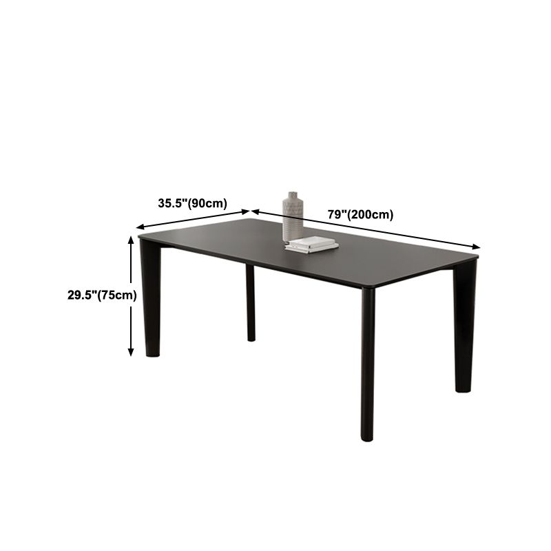 Top de piedra sinterizada Mesa negra moderna para la mesa de comedor rectangular de restaurantes con 4 patas