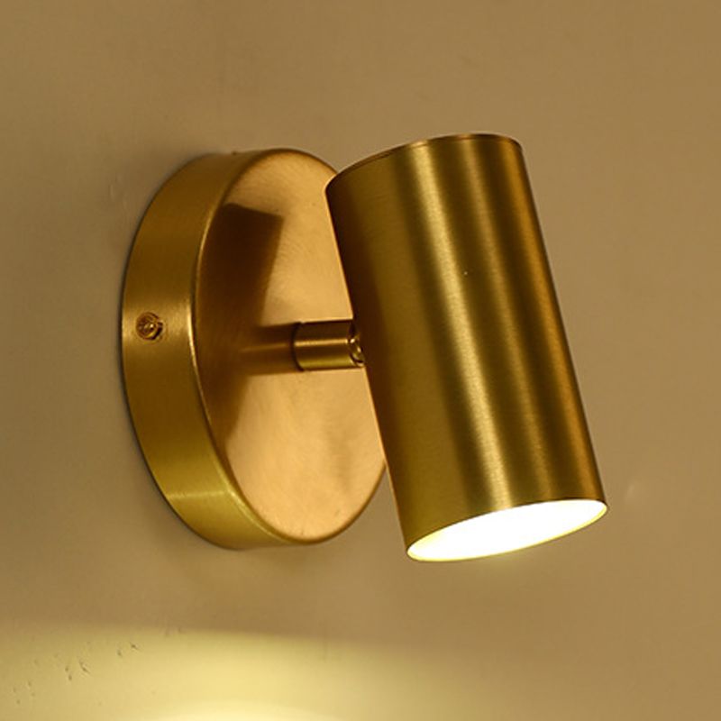 Modern Style Cylinder Shape Wall Sconce Metal 1 Sconce Light in Gold