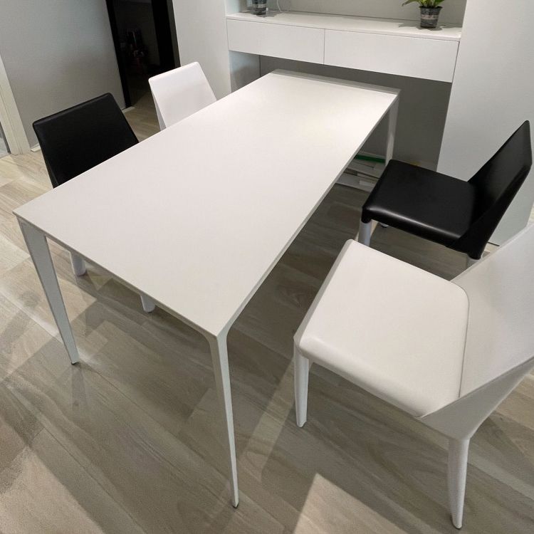 Modern White Sintered Stone Dining Table Rectangle Shape Standard Dining Table for Kitchen